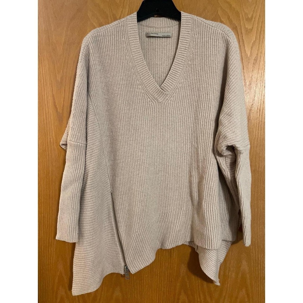 AllSaints Wool Blend Oversized Sweater Beige Small
